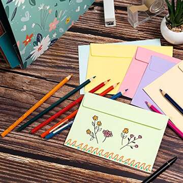 Invitation Envelopes, 120-Pack 4x6 Envelopes for Invitations, Pastel Colored Envelopes, A4, 4 1/4 x 6 1/4 Inches, 6 Colors