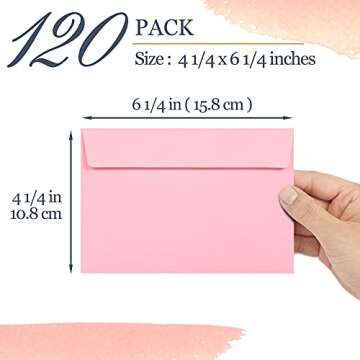 Invitation Envelopes, 120-Pack 4x6 Envelopes for Invitations, Pastel Colored Envelopes, A4, 4 1/4 x 6 1/4 Inches, 6 Colors