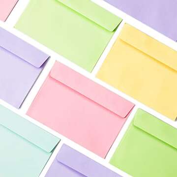 Invitation Envelopes, 120-Pack 4x6 Envelopes for Invitations, Pastel Colored Envelopes, A4, 4 1/4 x 6 1/4 Inches, 6 Colors
