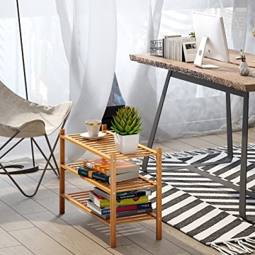 BMOSU Bamboo Shoe Rack - Stylish & Stackable Organizer