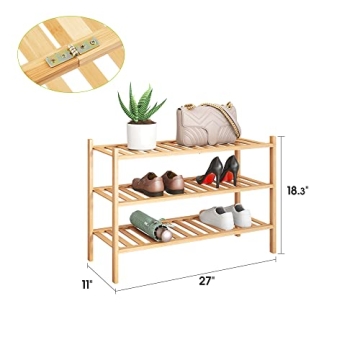 BMOSU Bamboo Shoe Rack - Stylish & Stackable Organizer