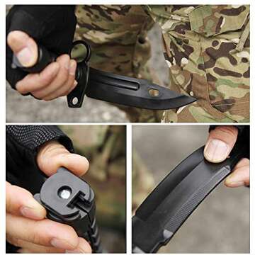Ciyuhome Tactical Rubber Knife,Military Training ABS Plastic Dagger M9 M16 Fixed Blade Knives Scabba...