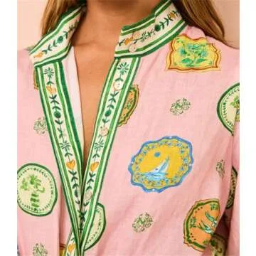 Qikaka Women's Puff Sleeve Printed Bodycon Dress