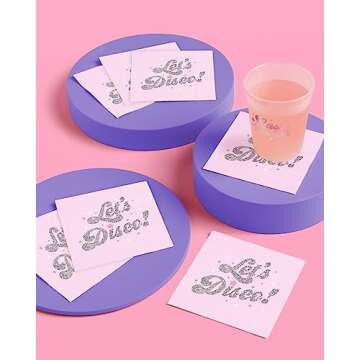 xo, Fetti Let's Disco Napkins - 3-ply, 25 pcs | Bachelorette Party Decorations, Last Disco Bach, 70s...