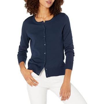 Amazon Essentials Women's Lightweight Crewneck Cardigan - Perfect Summer Layering Sweater, Navy, 3X