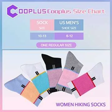 COOPLUS Women's Cushioned Hiking Socks for Active Lifestyle