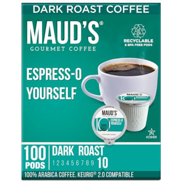 Maud's Espresso Dark Roast Coffee Pods - 100 ct - Premium Arabica Coffee, Recyclable and Convenient ...