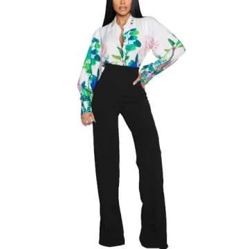 PINSV Women's High Waisted Stretchy Bootcut Pull On Dress Pants Casual Work Pants 3257 Black XXL