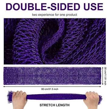 Geiserailie African Long Bathing Net Sponge Long Shower Body Scrubber Back Scrubber Skin Smoother Net Bathing Sponge for Daily Use or Stocking Stuffer(Purple)