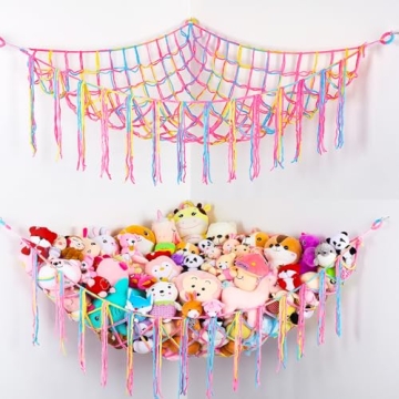 Unicorn Castle Stuffed Animals Hammock Net - Kids Toy Storage Organizer for Room Decoration