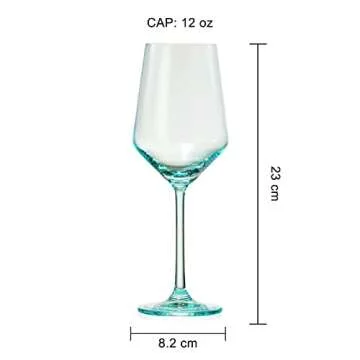 The Wine Savant Colored Crystal Wine Glass Set of 6, Gift For Holiday, Mothers Day, Wife, Mom Friend - Large 12 oz Glasses, Italian Style Tall Drinkware - Red & White, Dinner, Glassware - (Festive)