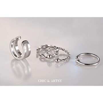 Ear Cuffs 925 Sterling Silver Non Piercing Ear Conch Clip on Cartilage Earrings for Women | 4 Various Styles