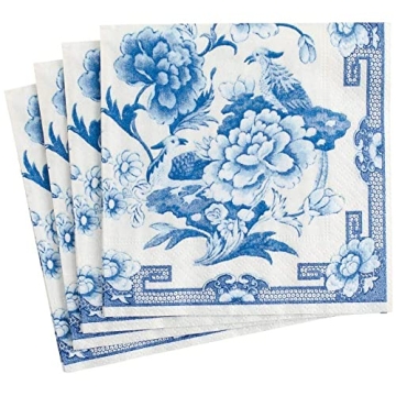Elegant Caspari Blue and White Dinner Napkins 20-Pack
