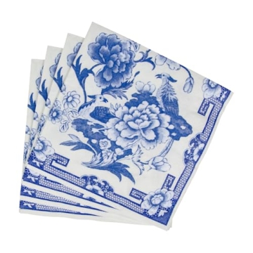 Elegant Caspari Blue and White Dinner Napkins 20-Pack