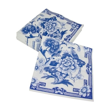 Elegant Caspari Blue and White Dinner Napkins 20-Pack
