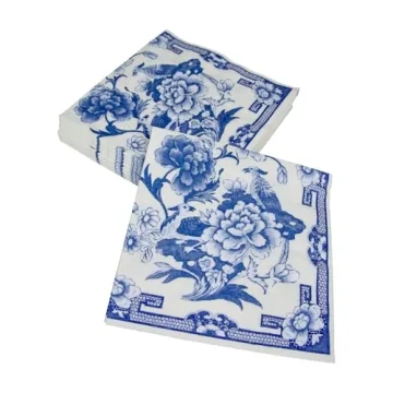 Elegant Caspari Blue and White Dinner Napkins 20-Pack