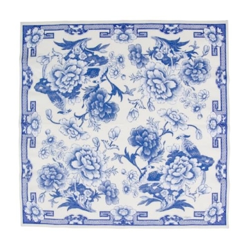 Elegant Caspari Blue and White Dinner Napkins 20-Pack