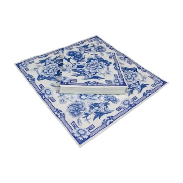 Elegant Caspari Blue and White Dinner Napkins 20-Pack
