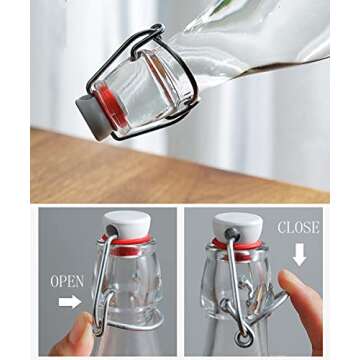 XZF Swing Top Clear Glass Bottles Brewing Bottles 1000ml 33 fl. oz. Flip Top Bottles Great for Oil V...