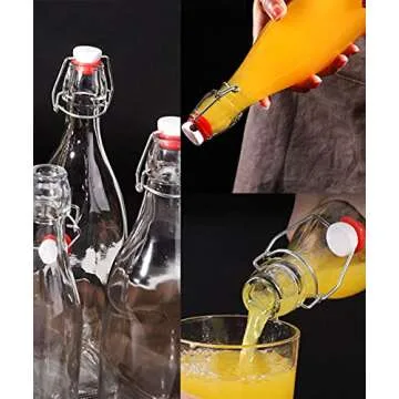 XZF Swing Top Clear Glass Bottles Brewing Bottles 1000ml 33 fl. oz. Flip Top Bottles Great for Oil Vinegar Beverages Homemade Juices Kombucha Water Beer Set of 4, XZF001