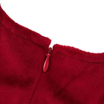 famuka Baby Toddler Girl Red Dress Long Sleeve Princess Dress (Dark Red, 12-18 Months)