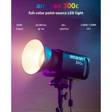 Amaran 300c RGB LED Video Light,Bowen Mount, 2,500K-7,500K CCT with G/M Adjustment, APP Control,Key ...