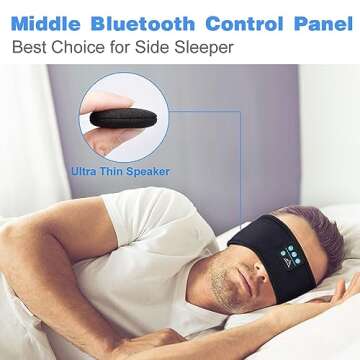 Sleep Headphones Bluetooth Sleeping Headband - Elastic Sleeping Headphones for Side Sleeper Gifts Stocking Stuffers for Men Women Comfy Music Sleep Band Earbuds Cozy ASMR Ear Muffs Wireless Eye Mask