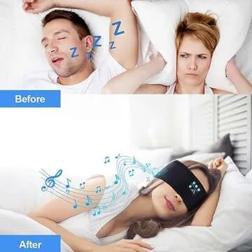 Sleep Headphones Bluetooth Sleeping Headband - Elastic Sleeping Headphones for Side Sleeper Gifts Stocking Stuffers for Men Women Comfy Music Sleep Band Earbuds Cozy ASMR Ear Muffs Wireless Eye Mask
