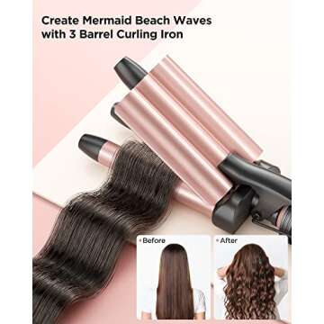 Wavytalk 5 in 1 Curling Iron Set with Three Barrel Curling Iron and 4 Interchangeable Ceramic Fast Heating Wand Curling Iron, Dual Voltage Hair Waver (Rose Gold)