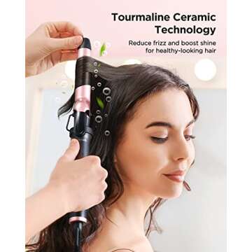 Wavytalk 5 in 1 Curling Iron Set with Three Barrel Curling Iron and 4 Interchangeable Ceramic Fast Heating Wand Curling Iron, Dual Voltage Hair Waver (Rose Gold)