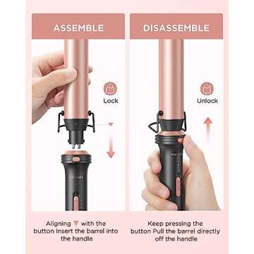 Wavytalk 5 in 1 Curling Iron Set with Three Barrel Curling Iron and 4 Interchangeable Ceramic Fast Heating Wand Curling Iron, Dual Voltage Hair Waver (Rose Gold)