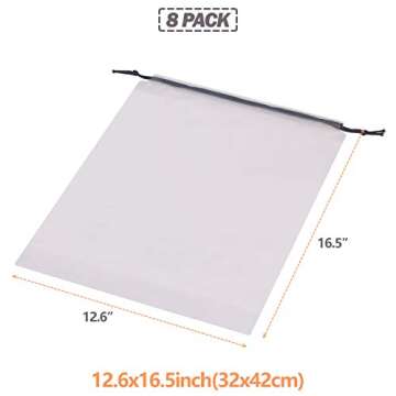 Set of 8 Transparent Shoe Bags for Travel Large Clear Plastic Shoes Storage Organizers Pouch with Ro...