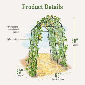 Gardener’s Extra Tall Garden Arch Arbor for Climbing Vines