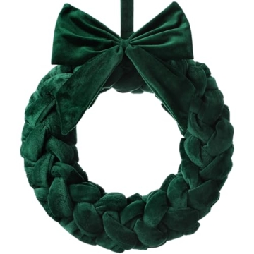 Barydat Christmas Velvet Wreath 14" Christmas Wreaths for Front Door Velvet Christmas Wreath Ornamen...
