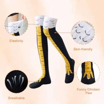 White Elephant Gifts for Adults,Funny Christmas Gifts Stocking Stuffers for Women Men Teens,Crazy Gag Gifts Chicken Leg Socks