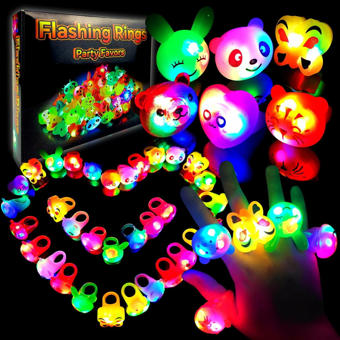 LED Light Up Bumpy Rings Party Favors for Kids