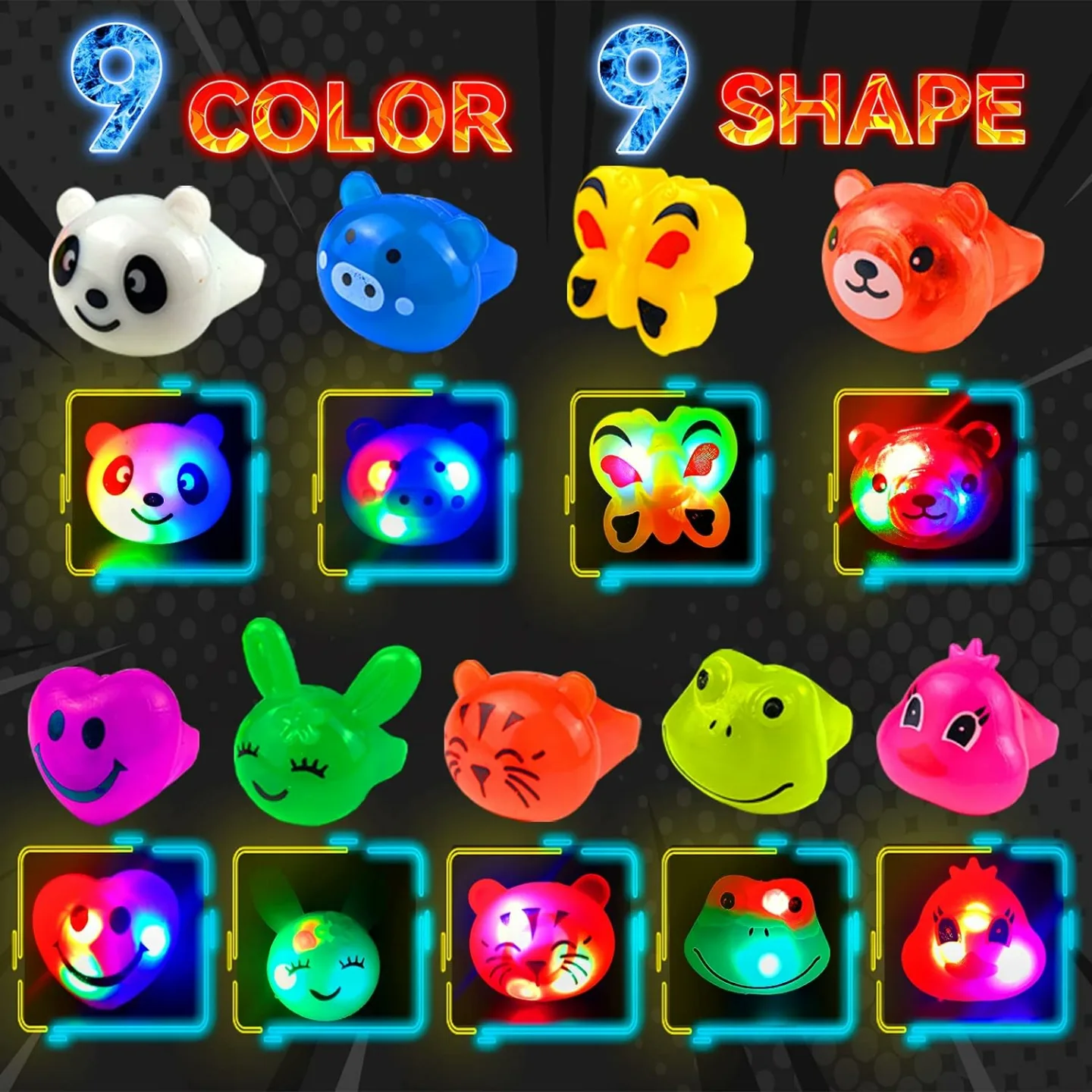 LED Light Up Bumpy Rings Party Favors for Kids