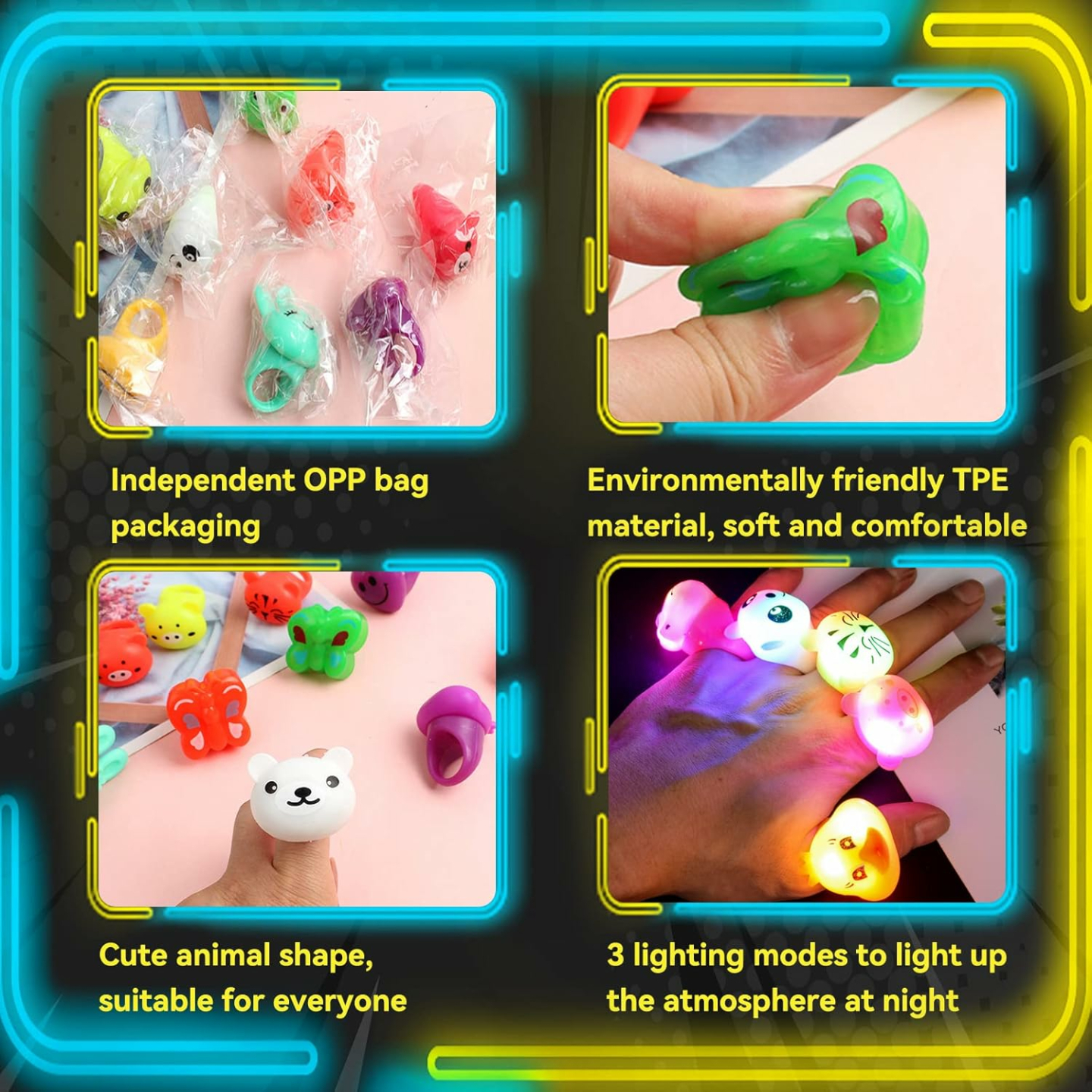 LED Light Up Bumpy Rings Party Favors for Kids