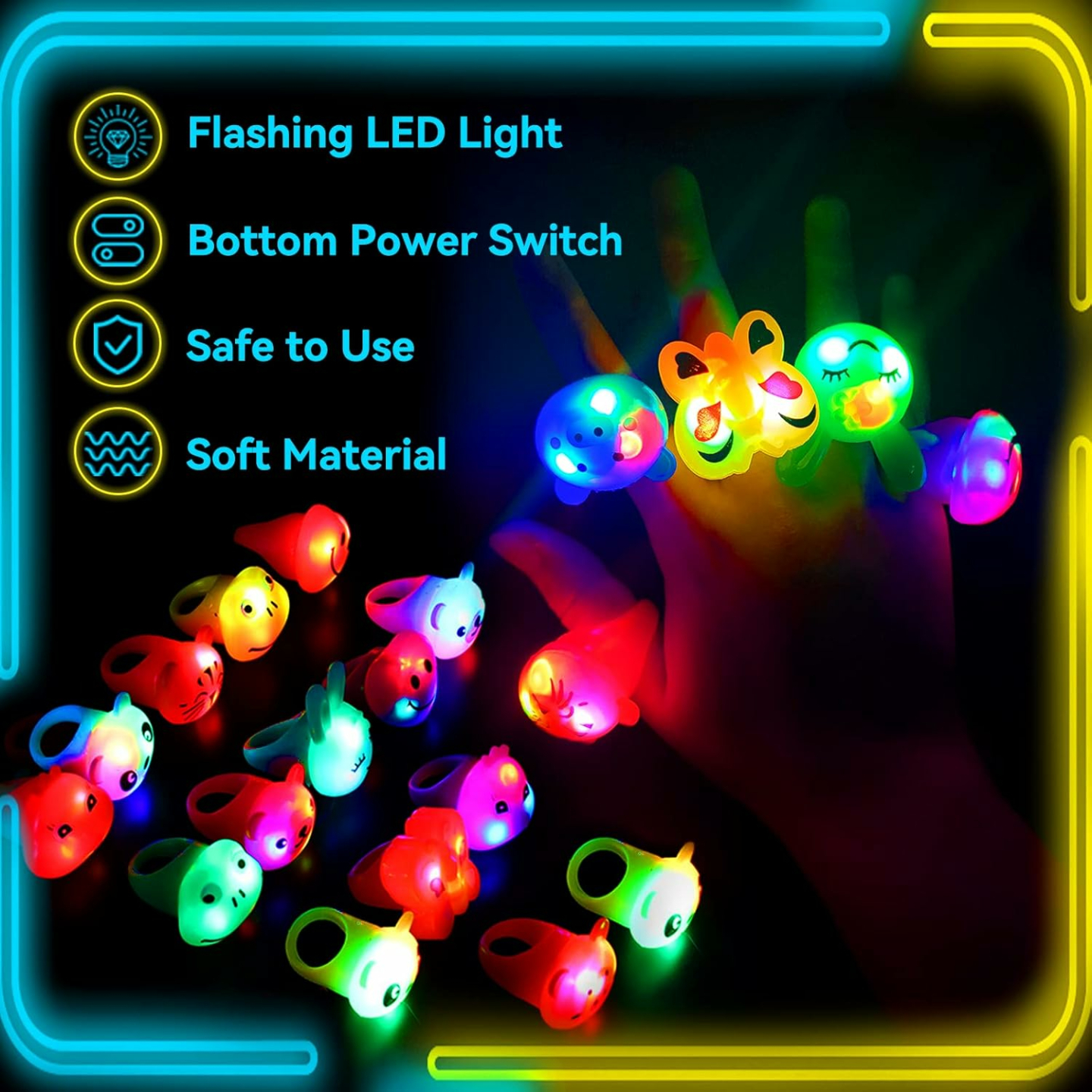 LED Light Up Bumpy Rings Party Favors for Kids