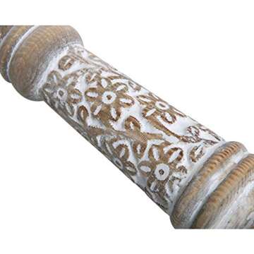 NIKKY HOME Farmhouse Candle Holder Set of 2 - Decorative Wood Pillar Candle Stand, Mantle Home Decor Centerpieces for Fireplace, Living or Dining Room Table, Distressed White