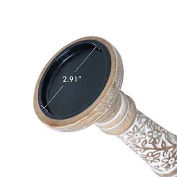 NIKKY HOME Farmhouse Candle Holder Set of 2 - Decorative Wood Pillar Candle Stand, Mantle Home Decor Centerpieces for Fireplace, Living or Dining Room Table, Distressed White