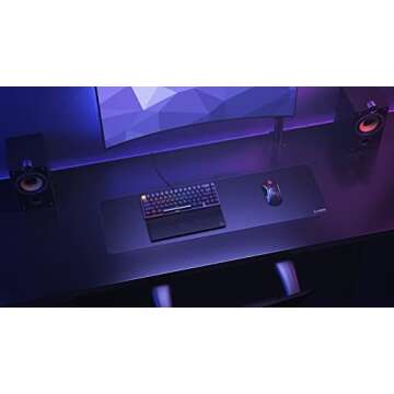 Glorious Extended Gaming Mouse Pad/Mat - Long Black Cloth Mousepad, Stitched Edges | 11"x36" (G-E)