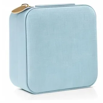 Vlando Small Travel Jewelry Box Organizer Display Case for Girls Women Gift Rings Earrings Necklaces Storage, Blue