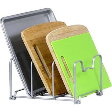 Simple Houseware Kitchen Cabinet Pantry and Bakeware Organizer Rack Holder, Silver - 2 Pack