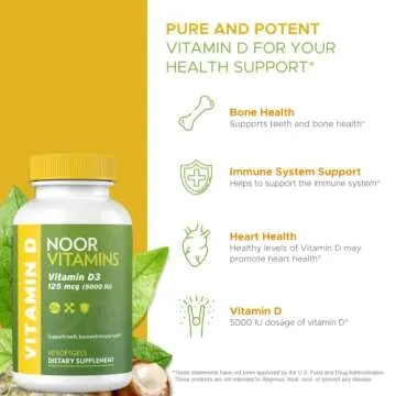 Noor Vitamins Halal Vitamin D3 5000 IU Softgels for Wellness