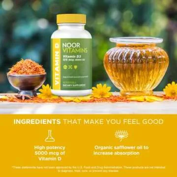 Noor Vitamins Halal Vitamin D3 5000 IU Softgels for Wellness