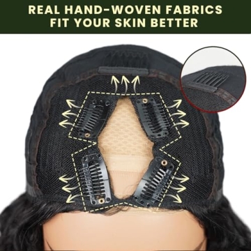 MEGALOOK 20 Inch V Part Wig Human Hair for Black Women