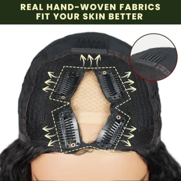 MEGALOOK 20 Inch V Part Wig Human Hair for Black Women