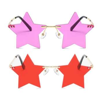 ENTHYI Rimless Star Shape Sunglasses for Trendy Men and Women