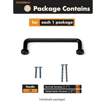 JIASENBAO Black Cabinet Bar Pulls 5" Hole Center 5 Pack Classic Modern Matte Drawer Handles Kitchen Cupboard Bathroom Dresser Cabinet Hardware